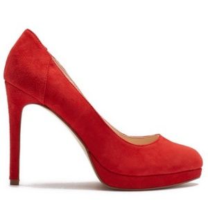 Suede Leather Platform Pump Round Toe Shoes